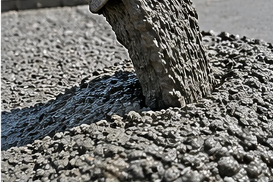 Concreto fresco em detalhe durante lançamento